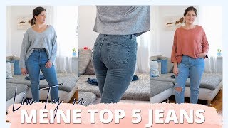 MEINE TOP 5 JEANS FÜR EINEN SCHÖNEN PO  Live Try on Haul in Größe 40  kleinundkurvig [upl. by Ydnahs]