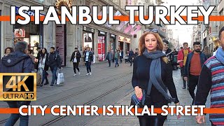 ISTANBUL TURKEY CITY CENTER 4K WALKING TOUR ISTIKLAL LIVELY SHOPPING STREET BUSY DAY [upl. by Weissmann]