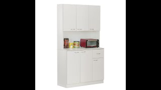 How to assemble Kitchen Pantry Storage Cabinet with Drawer Doors and Shelves White [upl. by Damalis]