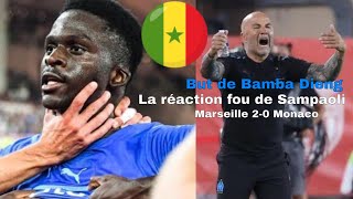 But de Bamba Dieng La réaction fou de Sampaoli OM 20 Monaco [upl. by Holofernes]