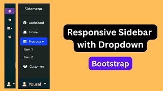 Sidebar with Dropdown Menu using Bootstrap 5  Side Menu with Sub Menu in Bootstrap 5 [upl. by Aiuqat]