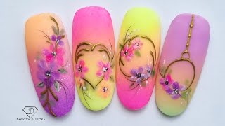 Gel polish ombre with flower nail art 😍 🌸 Beautiful spring flowers nail design [upl. by Reilly]