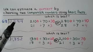 5th Grade Math 25 Estimate with 2digit Divisors Using Compatible Numbers [upl. by Gemma]