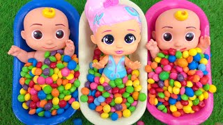 5 Minutes Satisfying ASMR Mixing Candy amp Funny Make Up in Three Bathtubs with MampMs SlimeP [upl. by Molloy]