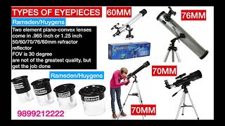 PART2 CLEAR IMAGES FROM TELESCOPESTELESCOPE EYEPIECES TYPES RAMSDENKELLNERPLOSSLNAGLERHINDI [upl. by Charis]