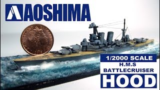 Aoshima 12000 Scale HMS Battlecruiser Hood plus waterline diorama [upl. by Rodnas534]