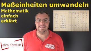 Maßeinheiten umrechnen km m dm cm mm  Mathematik  Lehrerschmidt  einfach erklärt [upl. by Anelem]