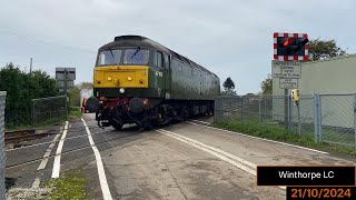 Light Class 47 Winthorpe Level Crossing 21102024 ftEWSTrains [upl. by Cohbath]