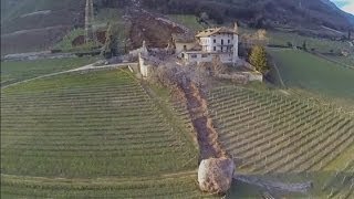 Italian landslide Huge boulders destroy buildings in South Tyrol [upl. by Ahsropal]