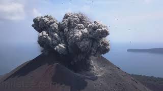 Krakatau volcano  spectacular explosions at day and night [upl. by Ayres138]