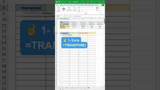 Maîtrise la fonction TRANSPOSE en 13 secondes 🔥  Astuce Excel [upl. by Luamaj126]