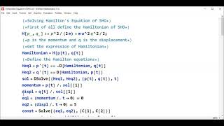 Hamiltons equation for simple harmonic oscillator DSolve Solve using mathematica  Lec 14 [upl. by Folsom]