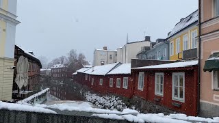 Snowy Walk in Sweden Winter in Västerås Centrum [upl. by Eislek]