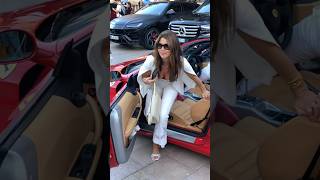 Gorgeous billionaire lady getting out her Ferrari at Casino billionaire monaco luxury lifestyle [upl. by Nanice]