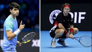 Tennis Elbow 4 Carlos Alcaraz vs Andrey Rublev  ATP FINALS Torino 2024 Group Stage [upl. by Lamaaj]