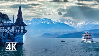 Switzerland 🇨🇭 the picturesque Oberhofen Castle by Lake Thun [upl. by Sherri786]