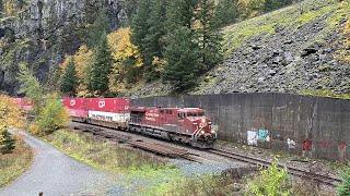 Stacks In The Canyon CPKC 112 Intermodal Train  Yale BC Canada 26OCT24 CP ES44AC 8717 Leading [upl. by Mazurek]