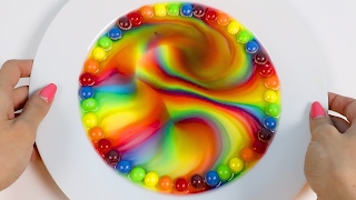 Melting Skittles Rainbow Designs Experiment [upl. by Lubow950]