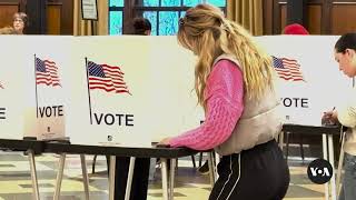 Voters line up to cast their ballots for US president  VOA News [upl. by Theressa78]