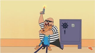 Suppandi Fights Bank robber  Suppandi Stops The Robber  Cartoon Stories  Funny Cartoons [upl. by Annovaj]