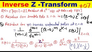 07 Inverse Z Transform using Inversion Method  Inverse Z Transforn using Residues Method [upl. by Peppi52]