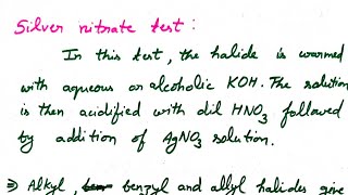 SILVER NITRATE TEST class 12 HALOALKANESAND HALOAREnes [upl. by Retsof584]