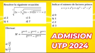 EXAMEN ADMISION UTP 2024  Solucionario Las Fijas [upl. by Helbon427]