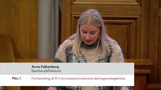 Anna Falkenbergs tale ved Folketingets åbningsdebat 1 [upl. by Inimak]