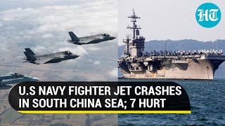 US Navys F35 fighter jet crashes in South China sea 7 sailors onboard Aircraft Carrier injured [upl. by Zawde511]