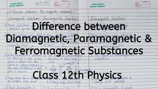 Difference between Diamagnetic Paramagnetic Ferromagnetic Chapter 5 Magnetism Class 12 Physics [upl. by Lay]