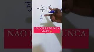 NUNCA MAIS ERRE DIVISÃO DE FRAÇÕES🔥 matemática matematicabasica fracao [upl. by Noislla]