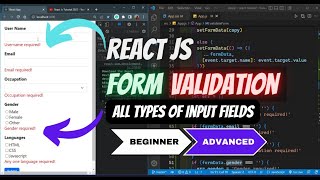 Form Validation for ALL TYPES of INPUT FIELDS Beginner TO ADVANCED Level  React Js Tutorial [upl. by Stalder]