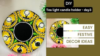 DIY Festive Decor  Dot Mandala Art  Tea light candle holder series  Day3 [upl. by Iz451]