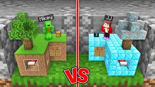 Dirt Tiny Mikey Sky Block vs Diamond Tiny JJ Sky Block Survival Battle in Minecraft   Maizen [upl. by Urissa]