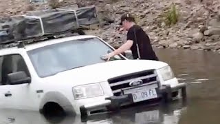 Guy Locks His Keys Inside Submerging Truck  Car Fails [upl. by Alden788]