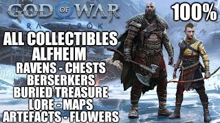 God Of War Ragnarok Alfheim All Collectibles Guide  All Ravens Chests Favours Artefacts etc [upl. by Annol]