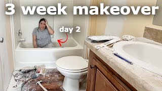 DIY BATHROOM MAKEOVER on a 500 budget 3 week transformation Small Bathroom Remodel compilation [upl. by Penelope]