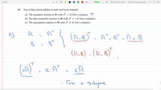 Symmetric and Skew Symmetric Matrices form a Subspace Unsymmetric Matrices Dont P 3118 [upl. by Nwahsd]