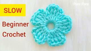 How To Crochet A Simple Flower I Step by Step Crochet Flower Tutorial For Beginners [upl. by Latsyek]