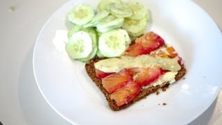 Gravlax cured with Beetroot on Rye Bread with Cucumber Salad and Mustard Dill and Lemon Sauce [upl. by Eiba]