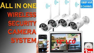 Hiseeu Wireless Security Camera System with 12quot LCD Monitor 3TB HDD [upl. by Susejedairam]