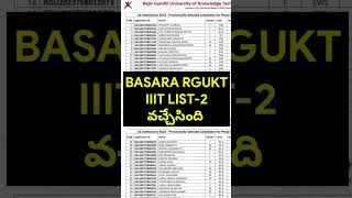 Basara Rgukt iiit List2 విడుదల 🥳🥳 [upl. by Nacim]