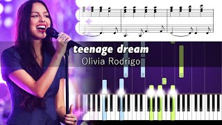 Olivia Rodrigo  teenage dream  Accurate Piano Tutorial with Sheet Music [upl. by Ilowell]