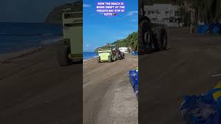 SWEEPING THE BEACH AT THE FRIGATE BAY STRIP ST KITTS 🇰🇳 [upl. by Thebazile413]