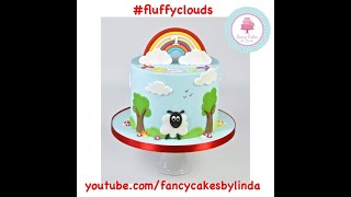 How to make Clouds Trees Sheep cake decorations step by step tutorial with Gumpaste Fondant Sugar [upl. by Aztinad]