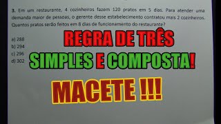 REGRA DE TRÊS SIMPLES E COMPOSTA  QUESTÕES CONCURSO [upl. by Drarig712]