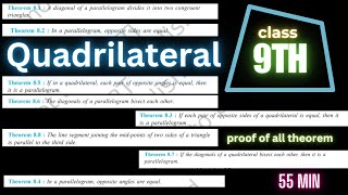 Ch quadrilateral  mid point theorem  proof of all theorems  class9th [upl. by Natasha268]