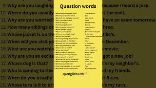 Question Words For English Beginners basicenglish english learnenglish [upl. by Adyol65]