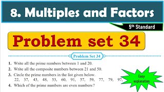 Problem set 34  Multiples and Factors  Chapter 8  5th standard  Maths [upl. by Lanni]