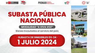 🔴 EN VIVO  Subasta Pública 0032024 JUS PRONABI Inmuebles [upl. by Mabelle284]